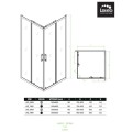 Laveo Desna kabina natryskowa kwadratowa szkło transparentne chrom 90x90x185cm rys. techniczny