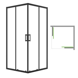 Laveo Desna kabina natryskowa kwadratowa szkło transparentne czarna 80x80x185cm
