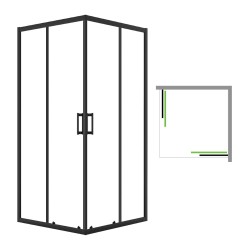 Laveo Desna kabina natryskowa kwadratowa szkło transparentne czarna 90x90x185cm