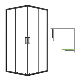 Laveo Desna kabina natryskowa kwadratowa szkło transparentne czarna 90x90x185cm