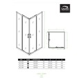 Laveo Desna kabina natryskowa kwadratowa szkło transparentne czarna 90x90x185cm -rysunek techniczny