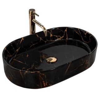 Rea Nadia Black Marble Shiny umywalka nablatowa 61x38,5