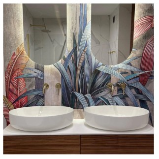 Rea Queen umywalka ceramiczna nablatowa owalna biała.