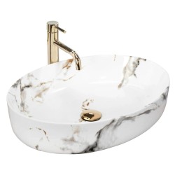 Rea Queen  umywalka nablatowa ceramiczna owalna carrara shiny