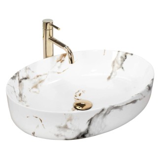 Rea Queen  umywalka nablatowa ceramiczna owalna carrara shiny