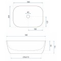 Rea Belinda Mini Aiax Shiny umywalka nablatowa 36x25cm - rys. techniczny