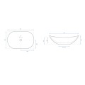 Rea Royal Sand umywalka nablatowa 62x36cm - rys. techniczny