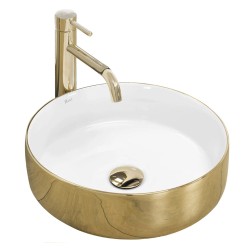 Rea Sami umywalka nablatowa gold/white okrągła