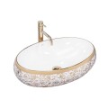 Rea Meryl umywalka nablatowa biało-złota  600x405x145 mm