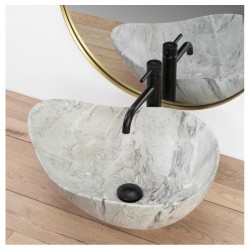 Rea Dora Stone umywalka nablatowa szary marmur 515x400x175 mm