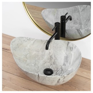 Rea Dora Stone umywalka nablatowa szary marmur 515x400x175 mm